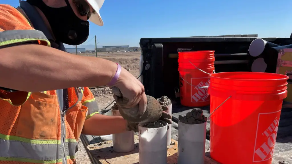 Concrete cylinder break supporting special inspection documentation at GeoTek